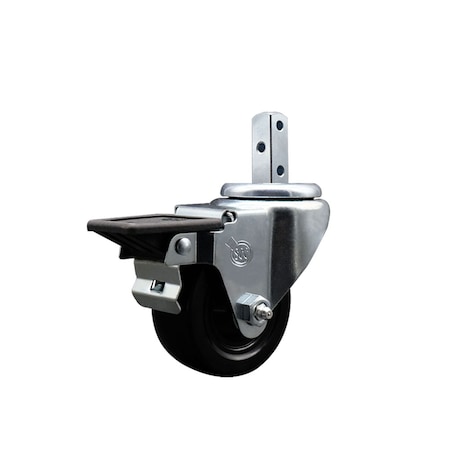 Service Caster 3'' Hard Rubber Wheel Swivel 7/8'' Square Stem Caster with Brake SCC-SQ20S314-HRS-PLB-78